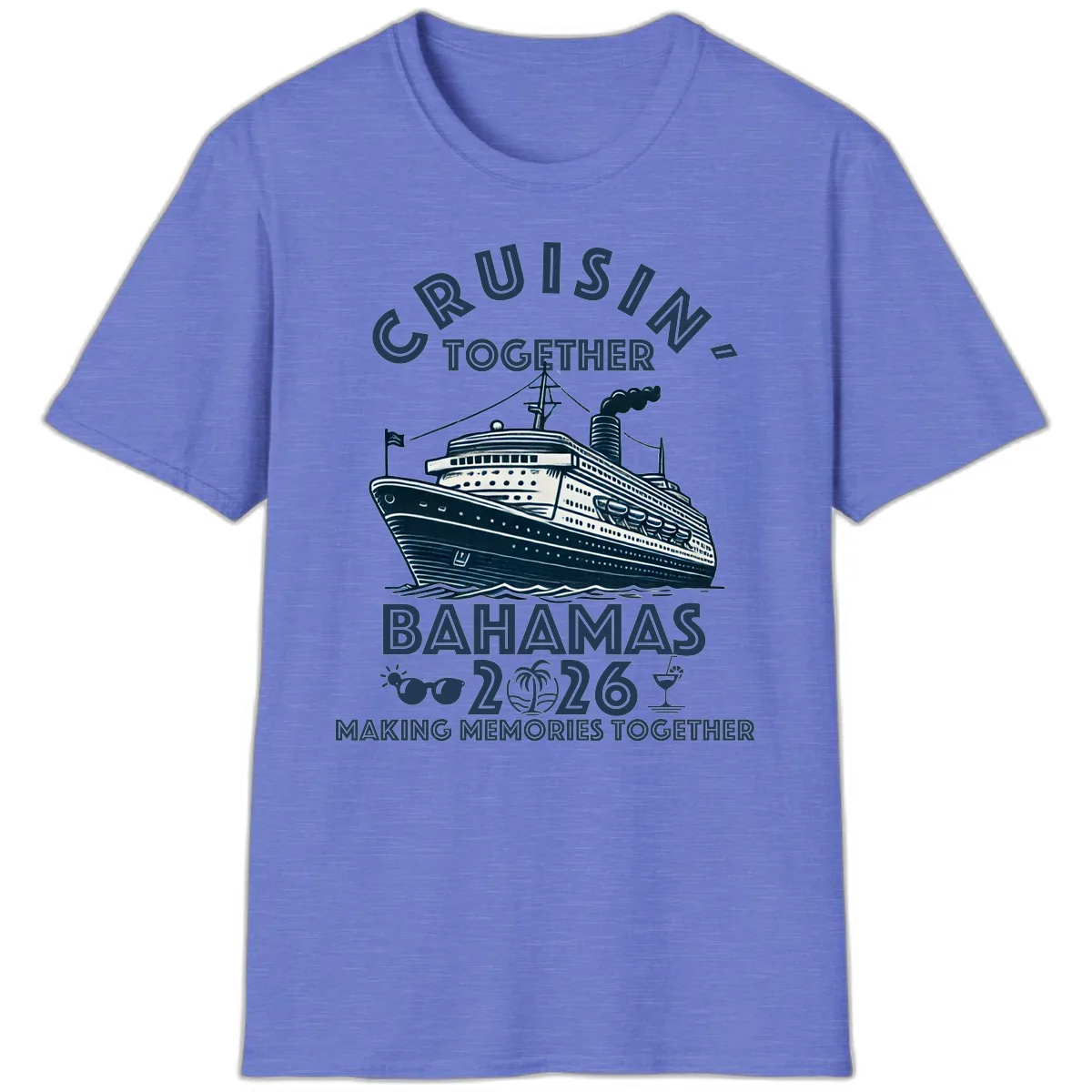 Family Cruisin' Together Bahamas 2026 T-Shirt in Heather Royal