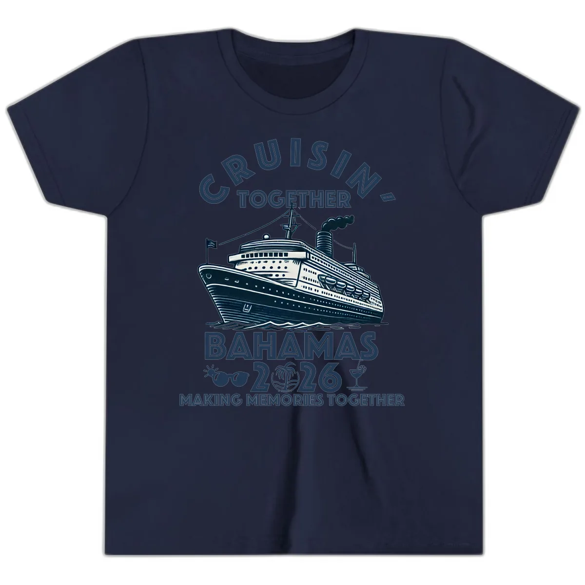 Family Cruisin' Together Bahamas 2026 Youth T-Shirt in Navy