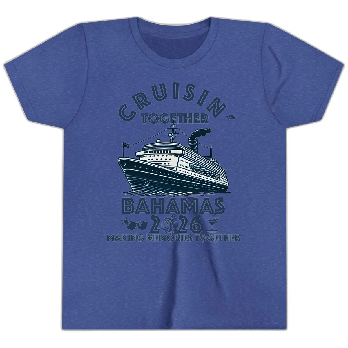 Family Cruisin' Together Bahamas 2026 Youth T-Shirt in Heather True Royal
