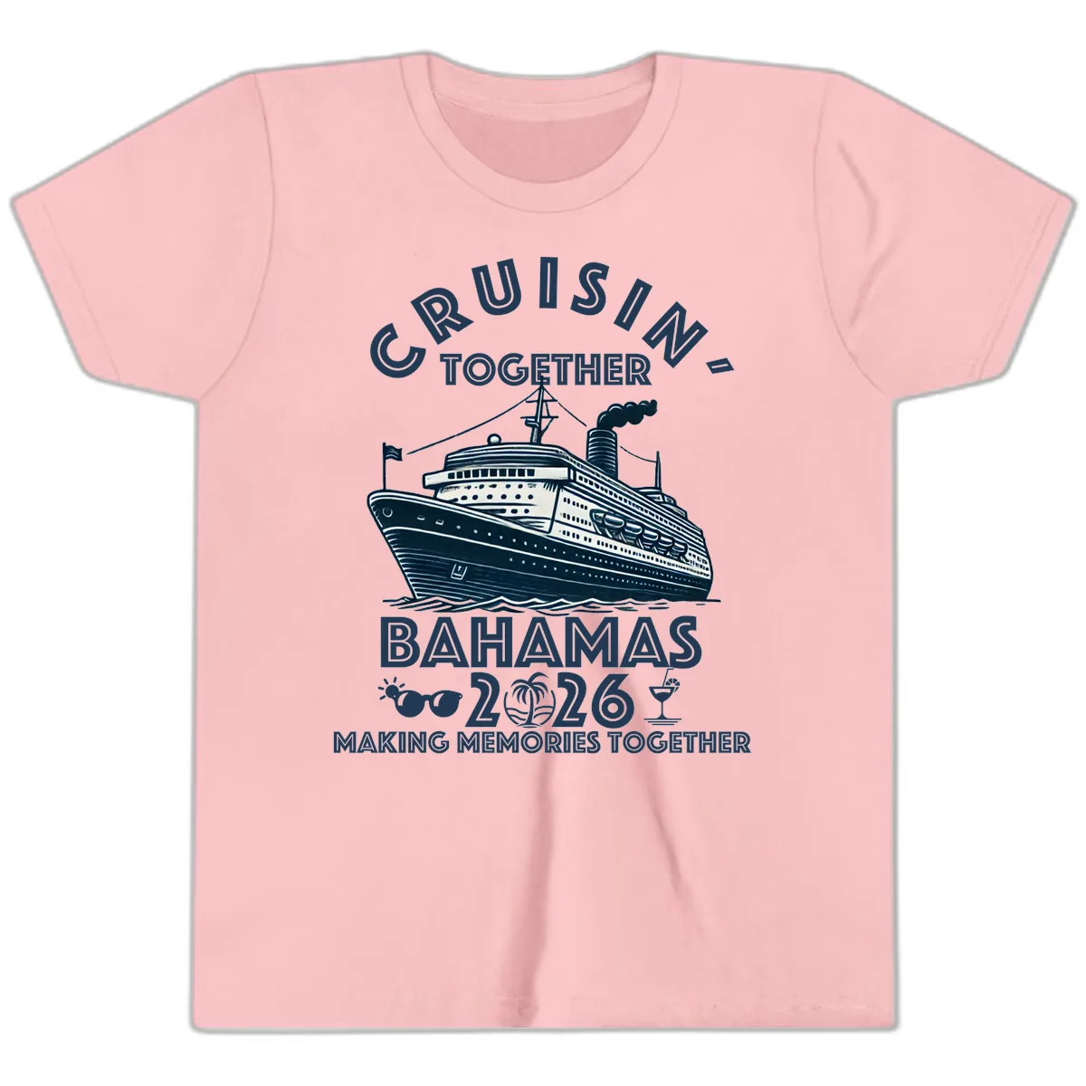 Family Cruisin' Together Bahamas 2026 Youth T-Shirt in Pink