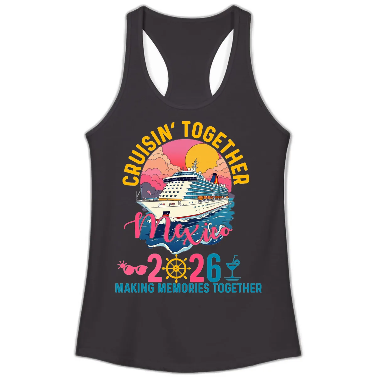Cruisin' Together Mexico 2026 Family Cruise Ladies Tank in Black