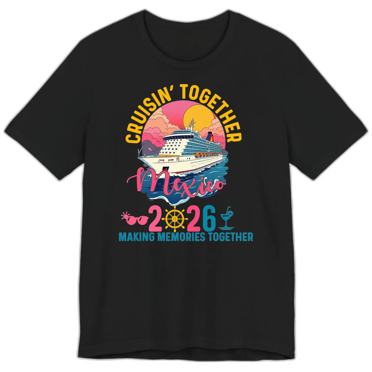 Cruisin' Together Mexico 2026 Family Cruise Premium T-Shirt in Black