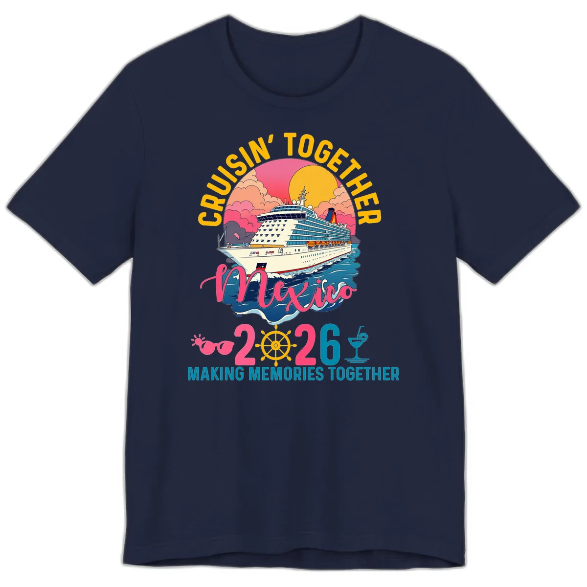 Cruisin' Together Mexico 2026 Family Cruise Premium T-Shirt in Navy
