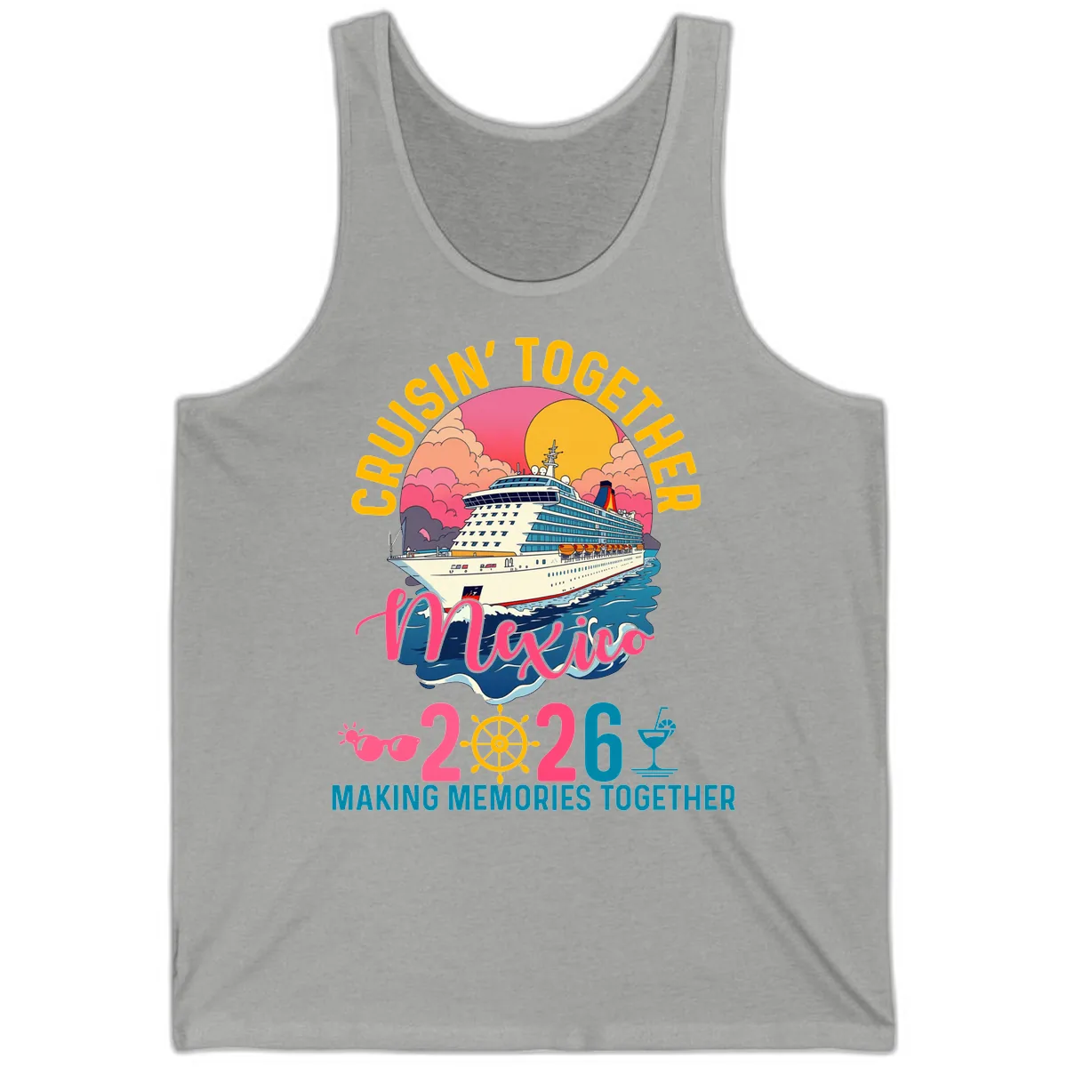 Cruisin' Together Mexico 2026 Family Cruise Tank in Athletic Heather