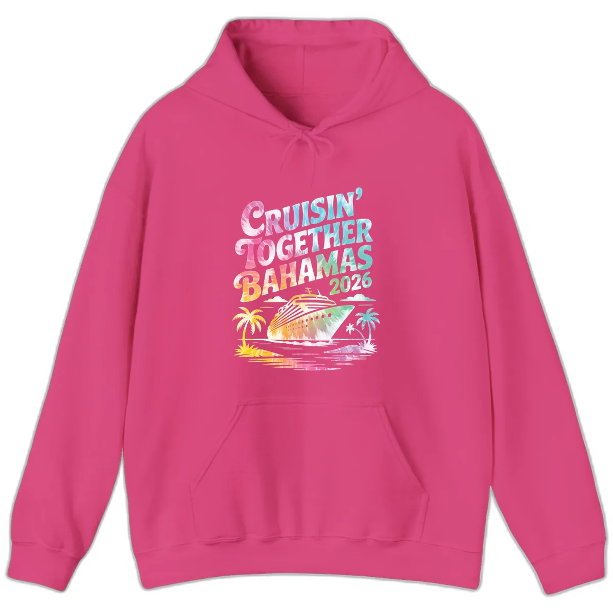 Cruisin' Together Bahamas 2026 Family Vacation Hoodie in Heliconia