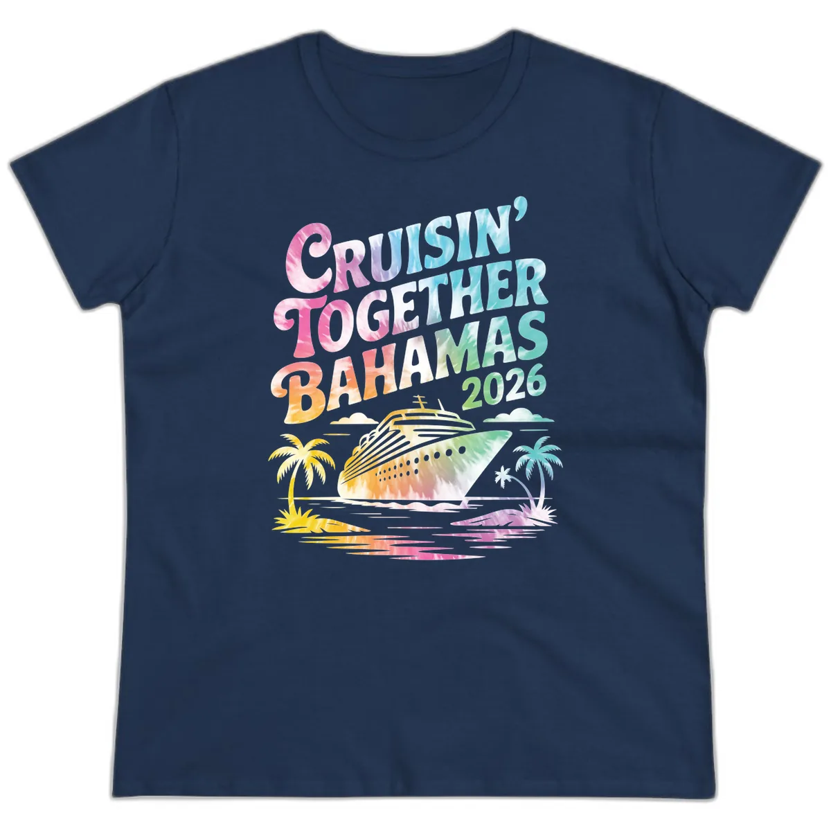 Cruisin' Together Bahamas 2026 Family Vacation Ladies Tee in Navy