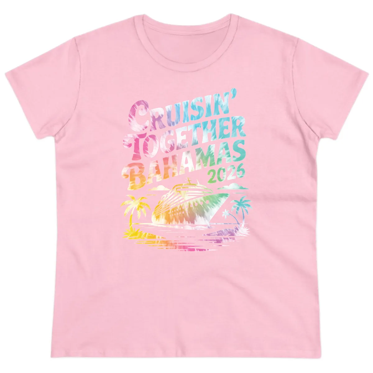 Cruisin' Together Bahamas 2026 Family Vacation Ladies Tee in Light Pink