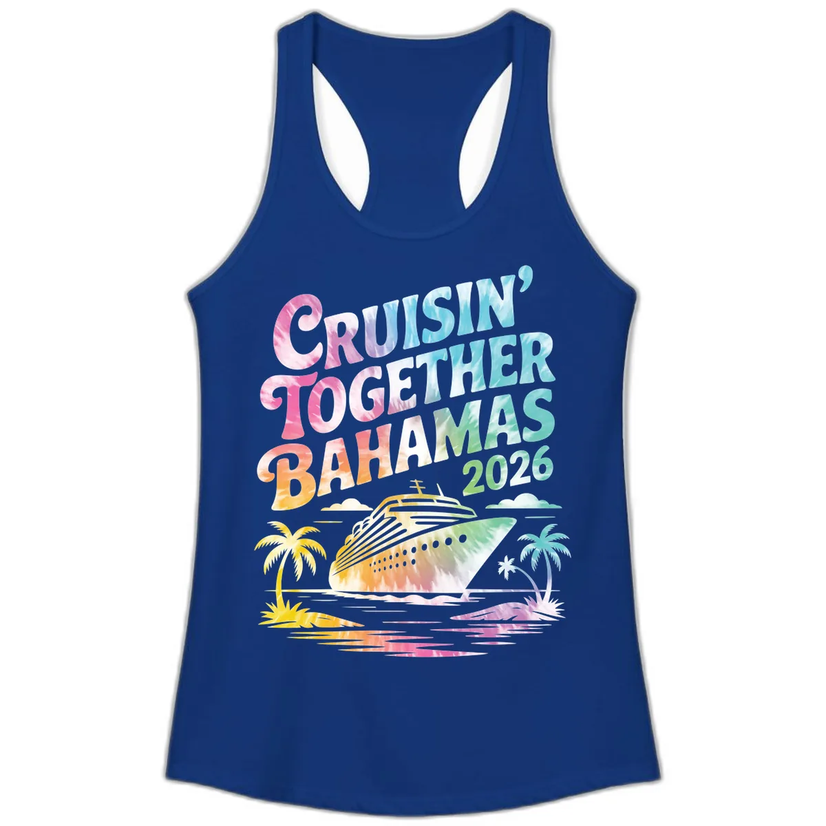 Cruisin' Together Bahamas 2026 Family Vacation Ladies Tank in Solid Royal