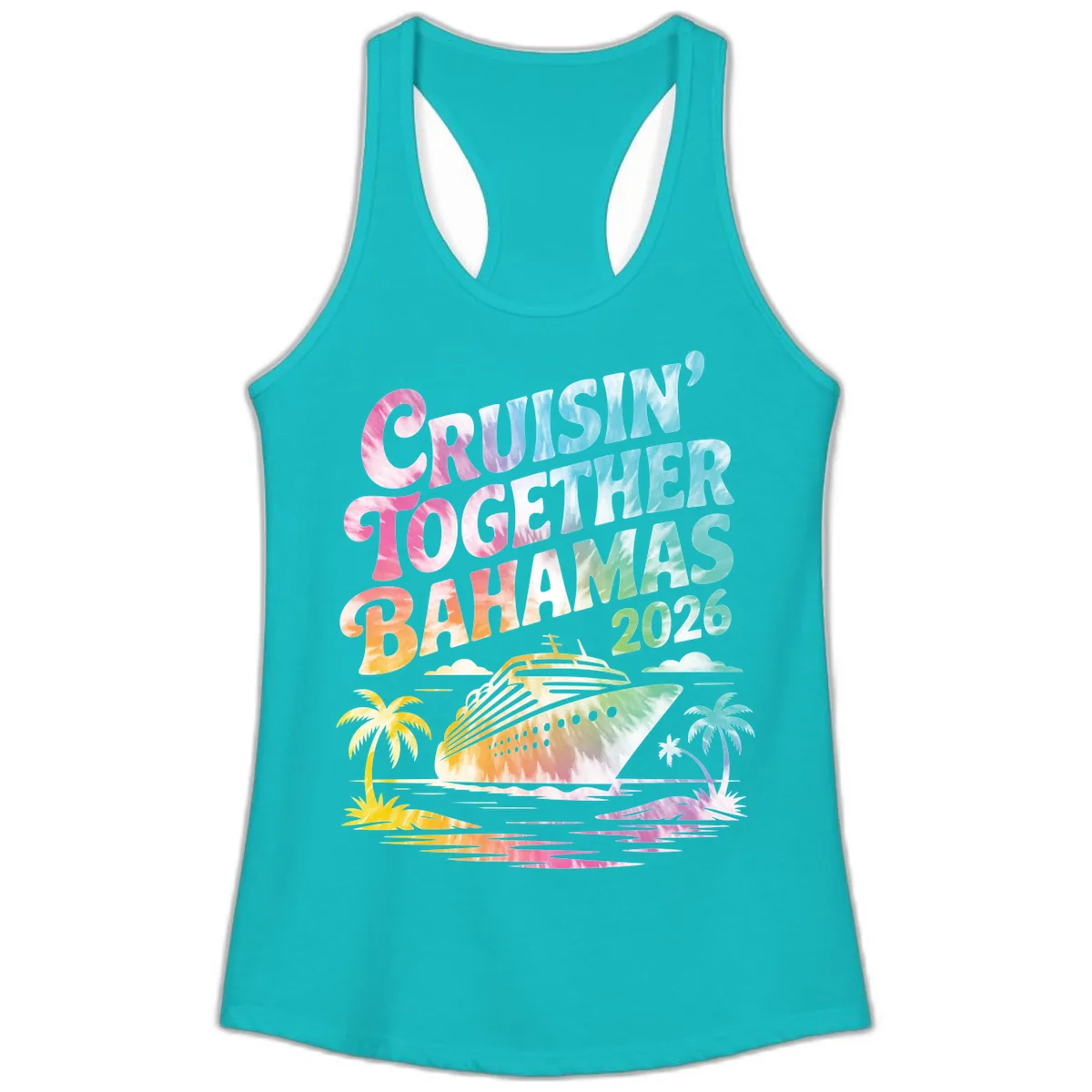 Cruisin' Together Bahamas 2026 Family Vacation Ladies Tank in Tahiti Blue