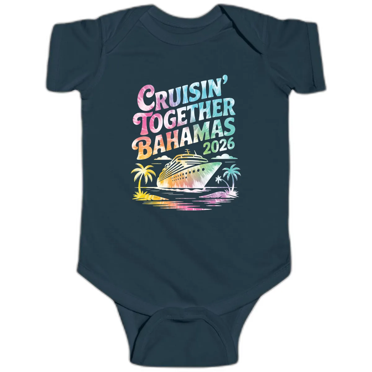 Cruisin' Together Bahamas 2026 Family Vacation Baby Onesie in Navy