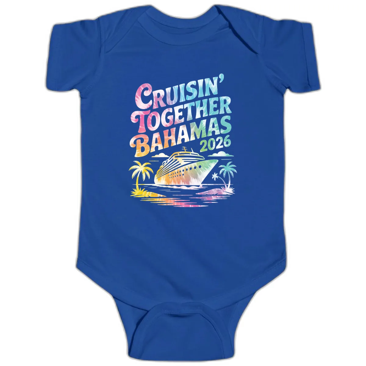 Cruisin' Together Bahamas 2026 Family Vacation Baby Onesie in Royal