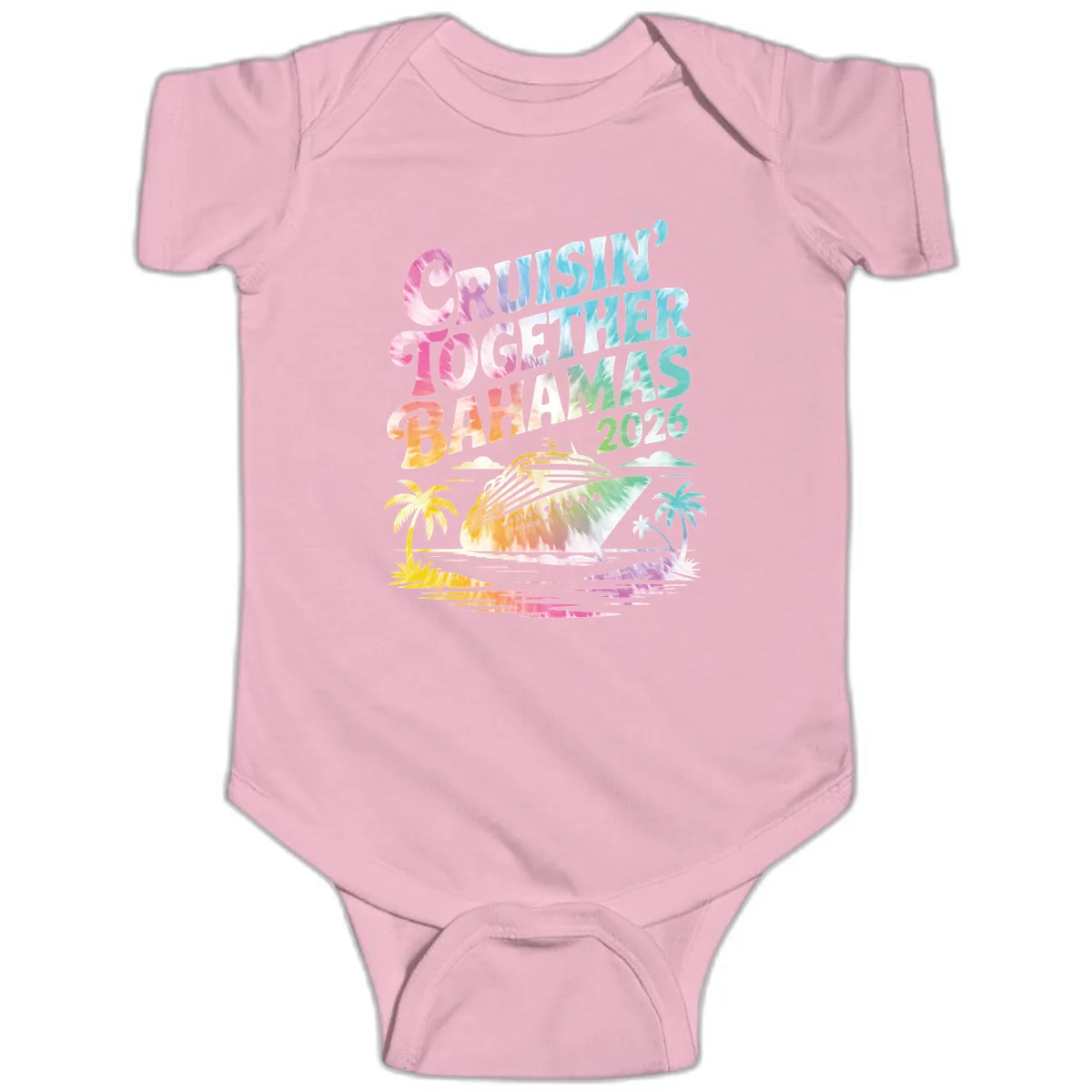 Cruisin' Together Bahamas 2026 Family Vacation Baby Onesie in Pink