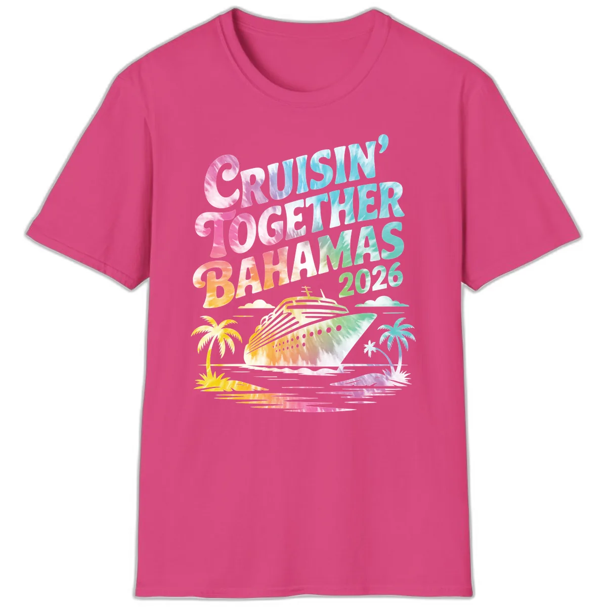 Cruisin' Together Bahamas 2026 Family Vacation T-Shirt in Heliconia