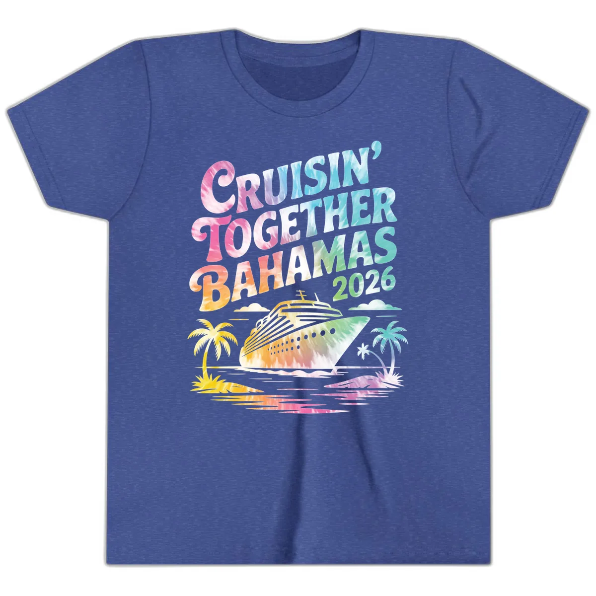 Cruisin' Together Bahamas 2026 Family Vacation Youth T-Shirt in Heather True Royal