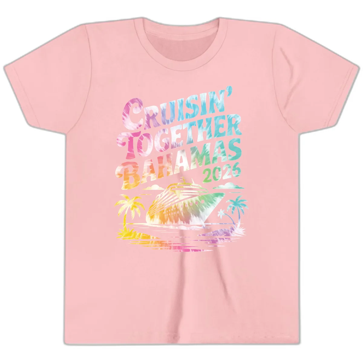 Cruisin' Together Bahamas 2026 Family Vacation Youth T-Shirt in Pink