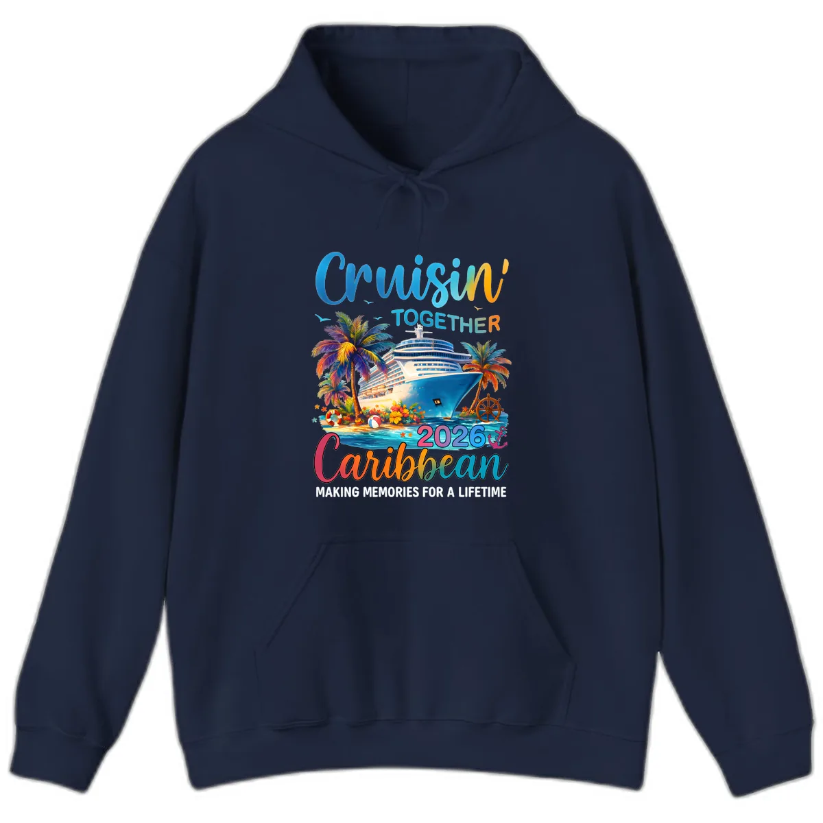 Cruisin' Together Caribbean 2026 Family Vacation Apparel Hoodie in Navy