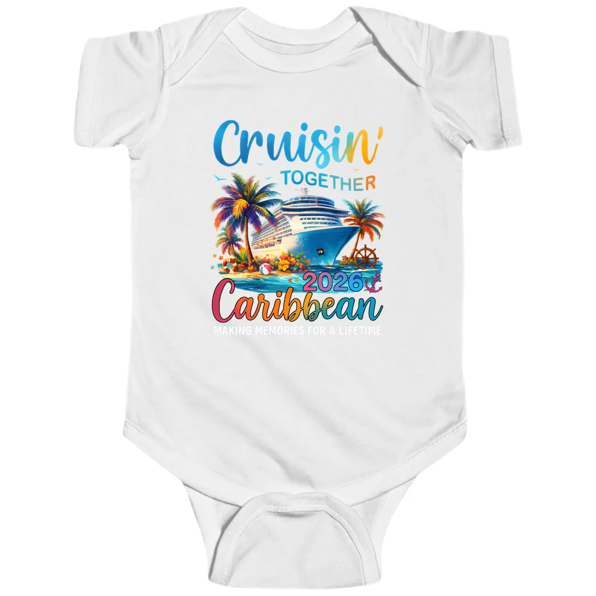 Cruisin' Together Caribbean 2026 Family Vacation Apparel Baby Onesie in White