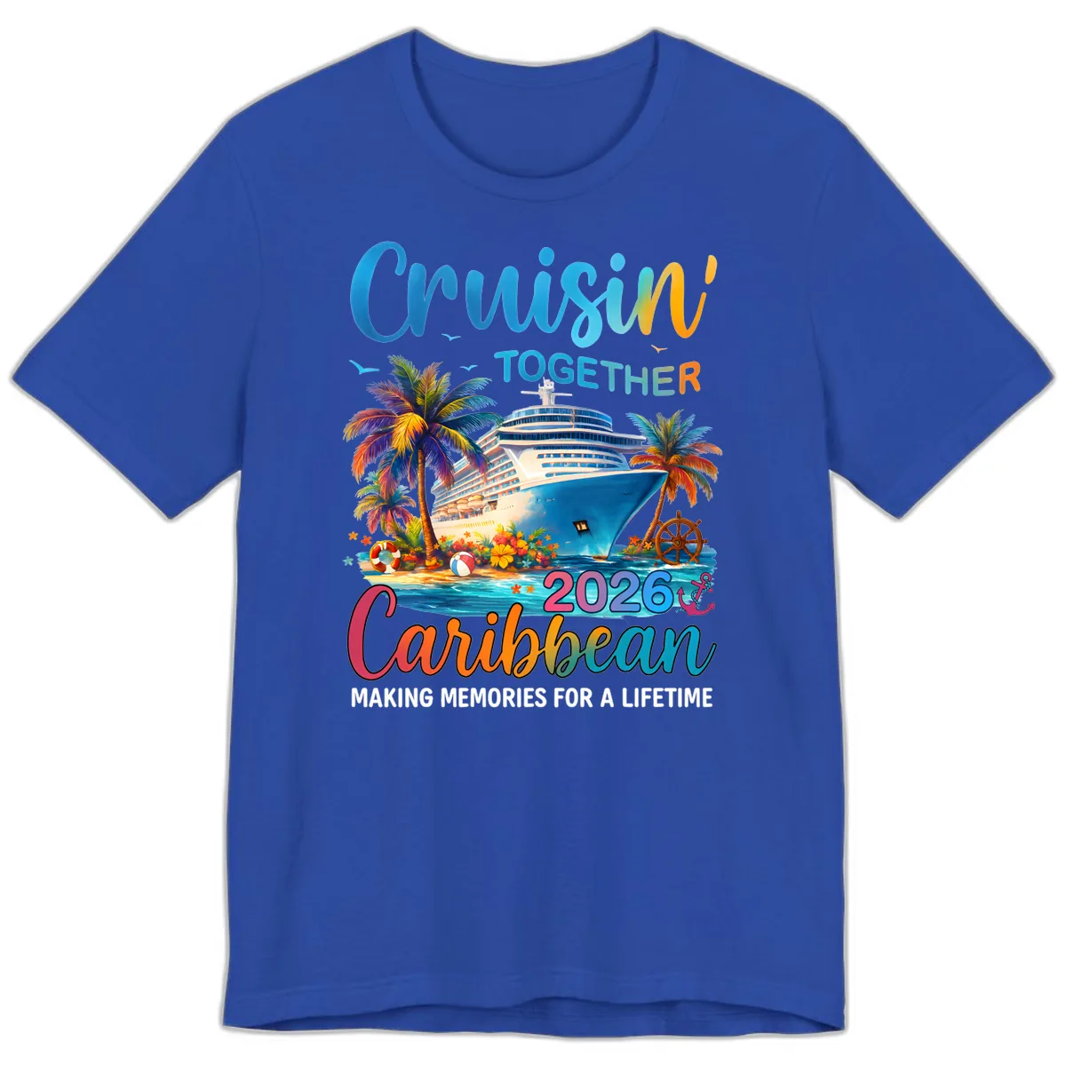 Cruisin' Together Caribbean 2026 Family Vacation Apparel Premium T-Shirt in True Royal