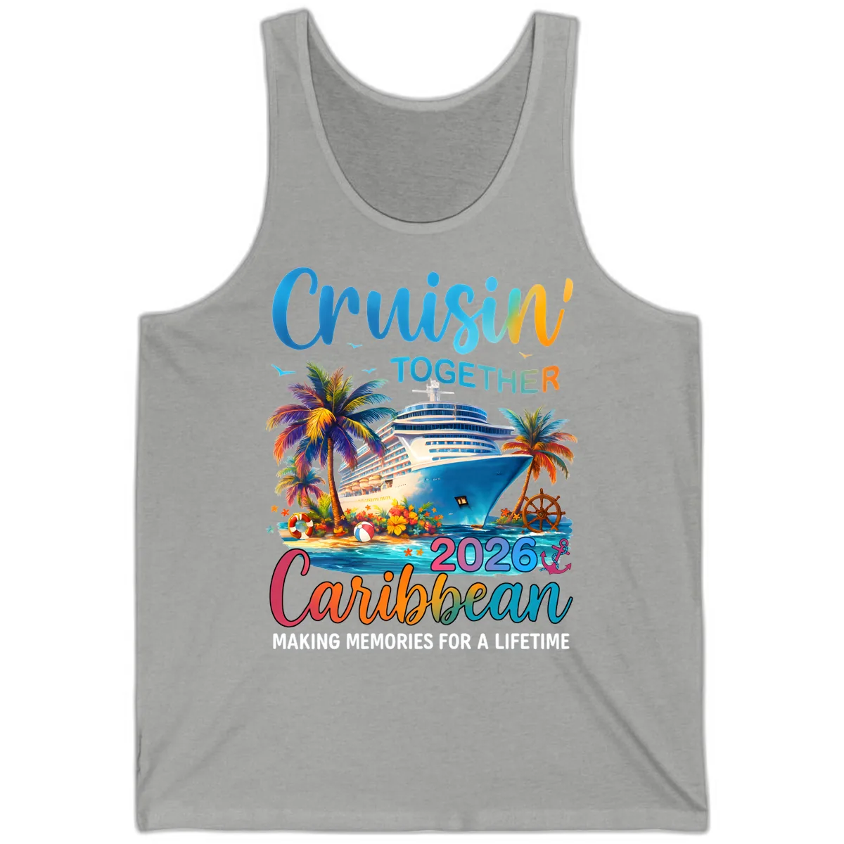Cruisin' Together Caribbean 2026 Family Vacation Apparel Tank in Athletic Heather