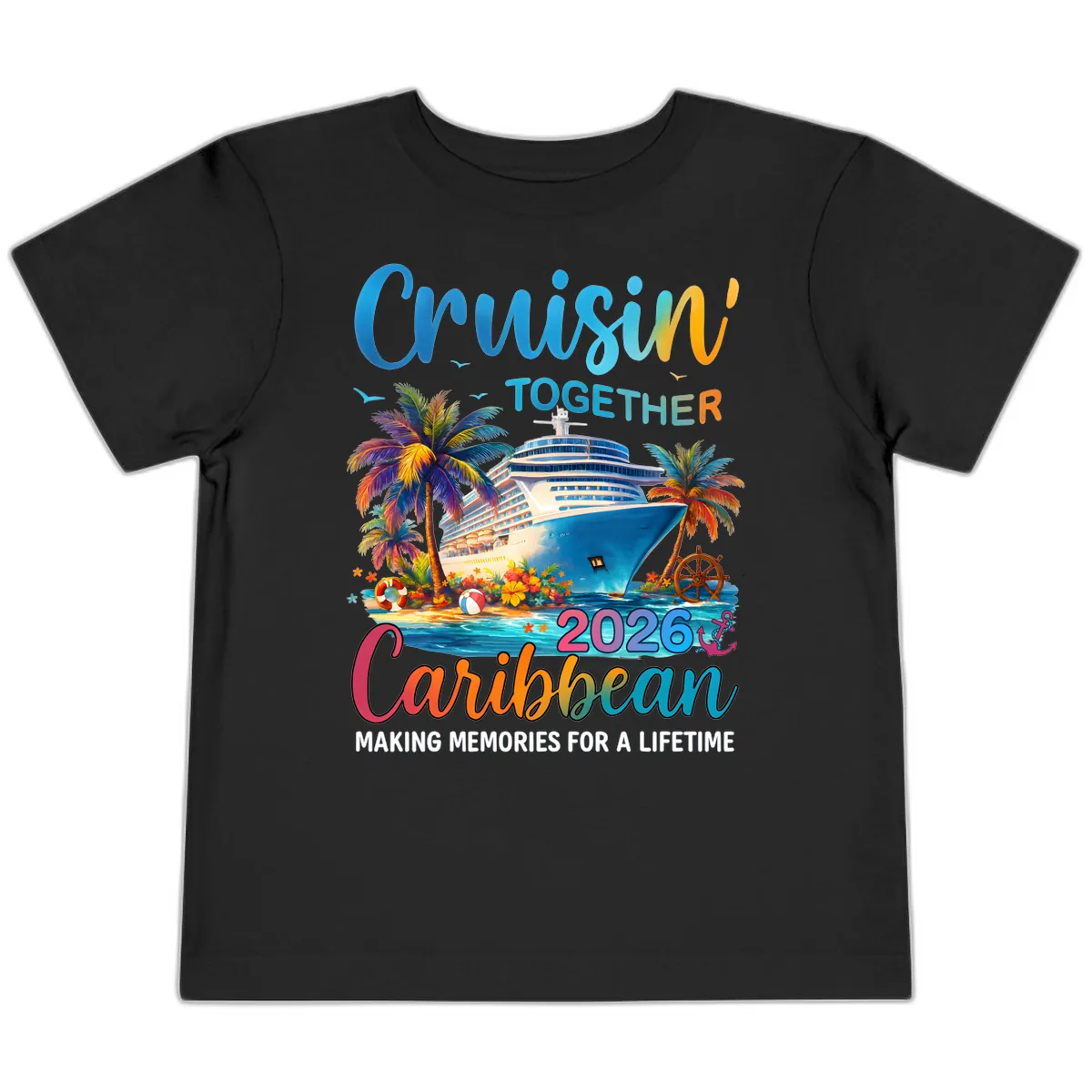 Cruisin' Together Caribbean 2026 Family Vacation Apparel Toddler T-Shirt in Black