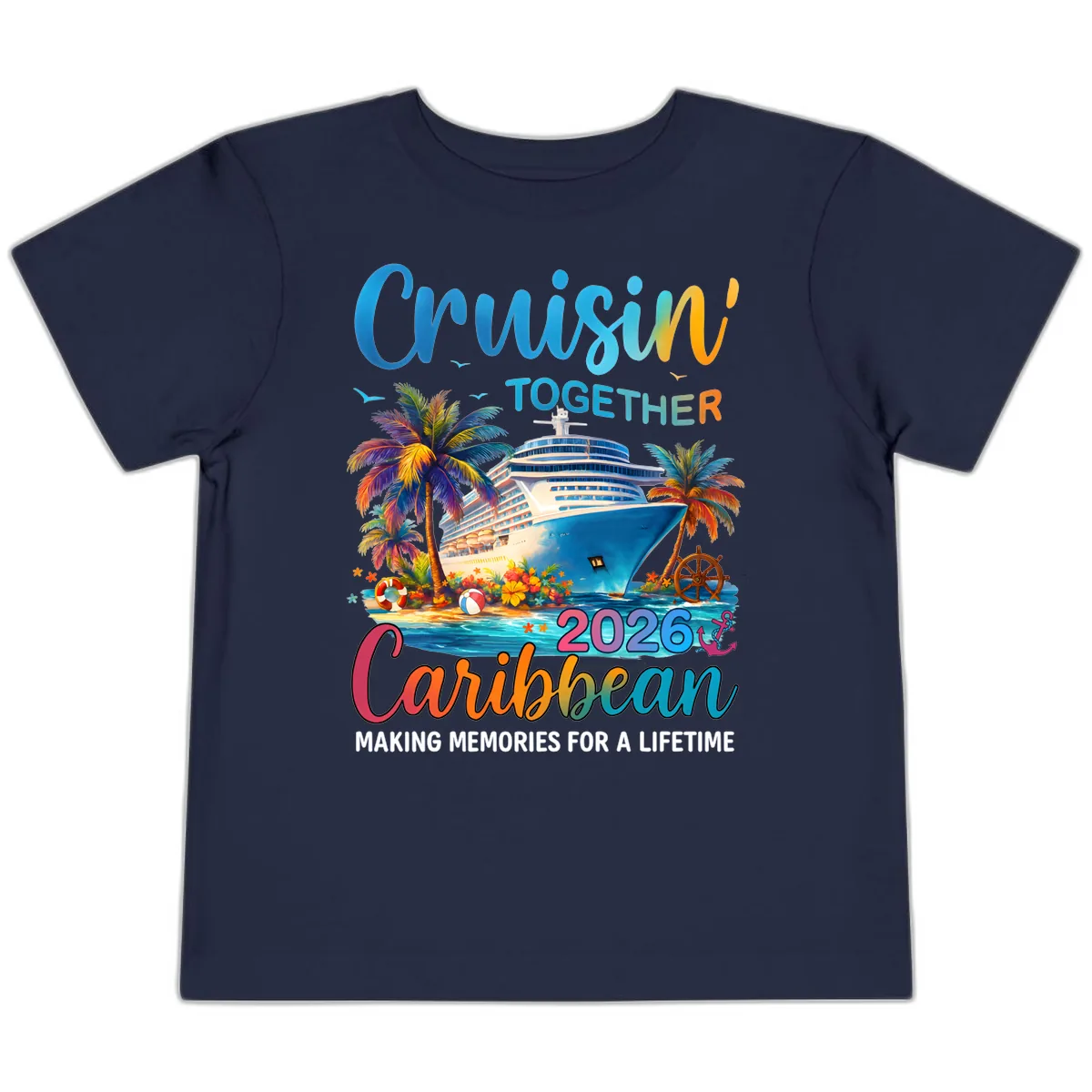 Cruisin' Together Caribbean 2026 Family Vacation Apparel Toddler T-Shirt in Navy