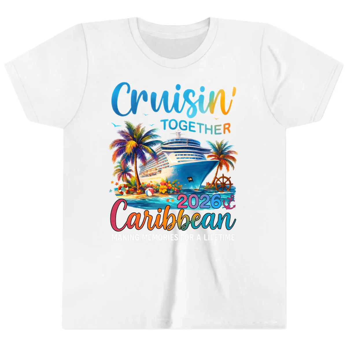 Cruisin' Together Caribbean 2026 Family Vacation Apparel Youth T-Shirt in White