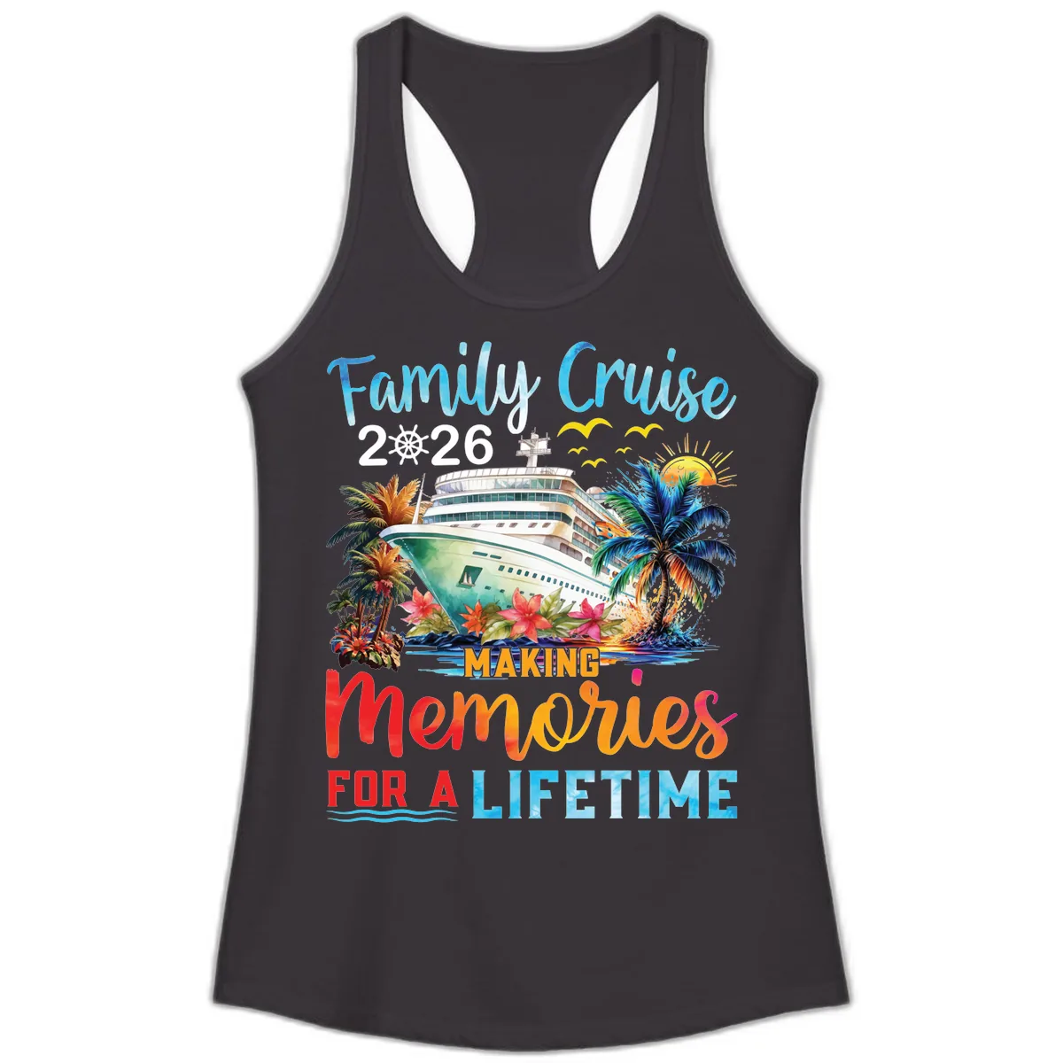 Family Cruise 2026 Making Memories for a Lifetime Ladies Tank in Black