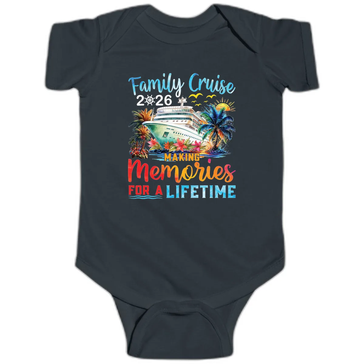 Family Cruise 2026 Making Memories for a Lifetime Baby Onesie in Black