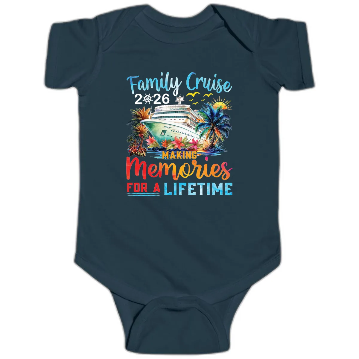 Family Cruise 2026 Making Memories for a Lifetime Baby Onesie in Navy