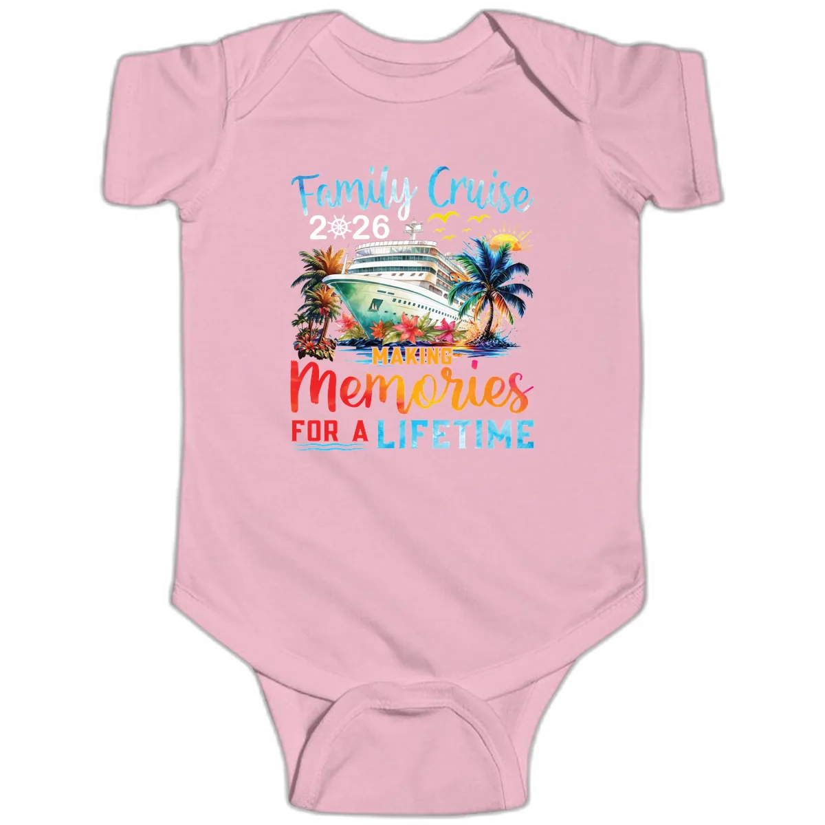 Family Cruise 2026 Making Memories for a Lifetime Baby Onesie in Pink
