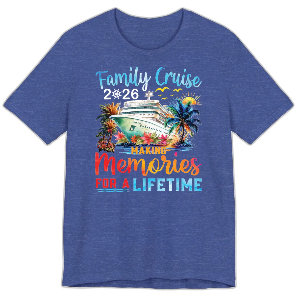 Family Cruise 2026 Making Memories for a Lifetime Premium T-Shirt in Heather True Royal