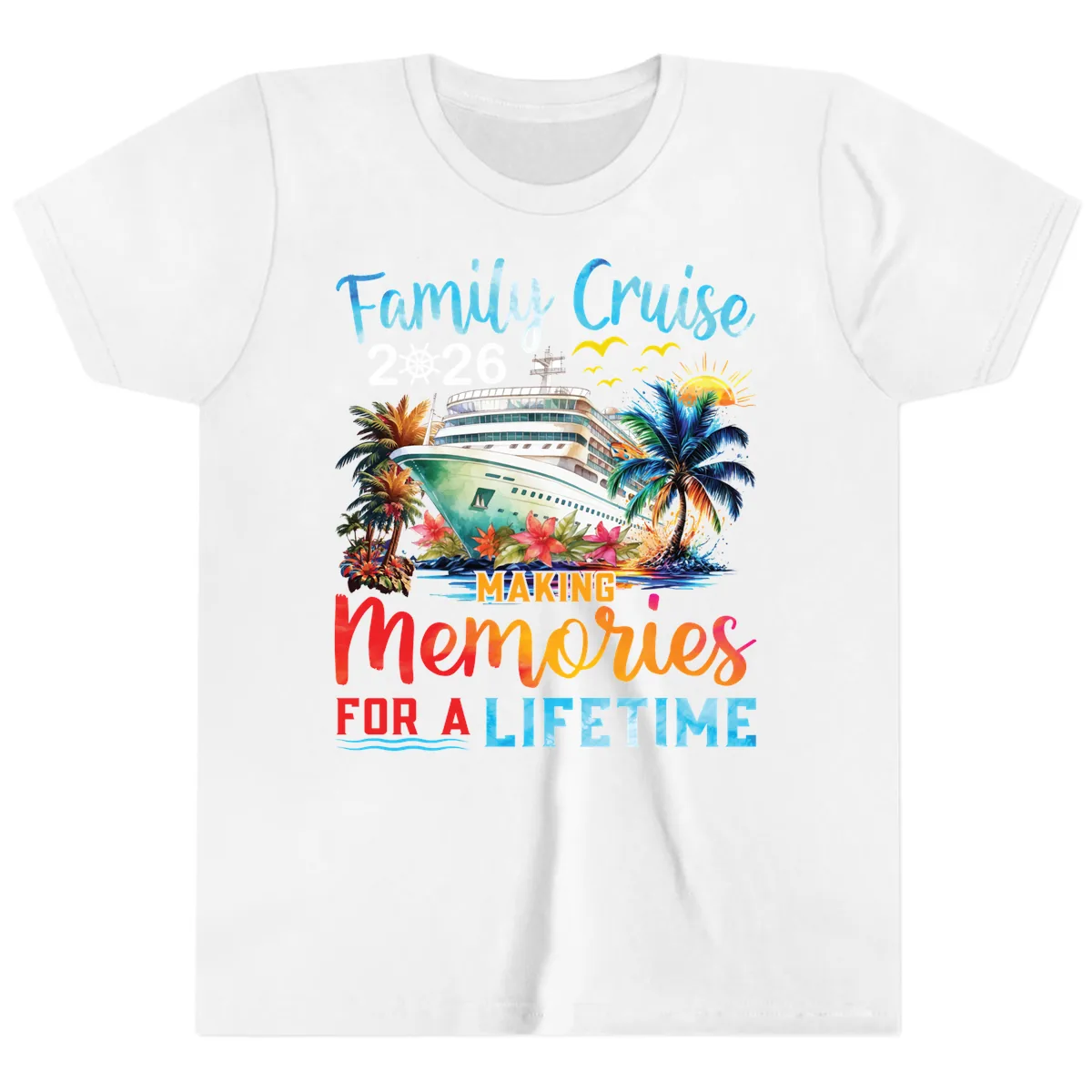 Family Cruise 2026 Making Memories for a Lifetime Youth T-Shirt in White