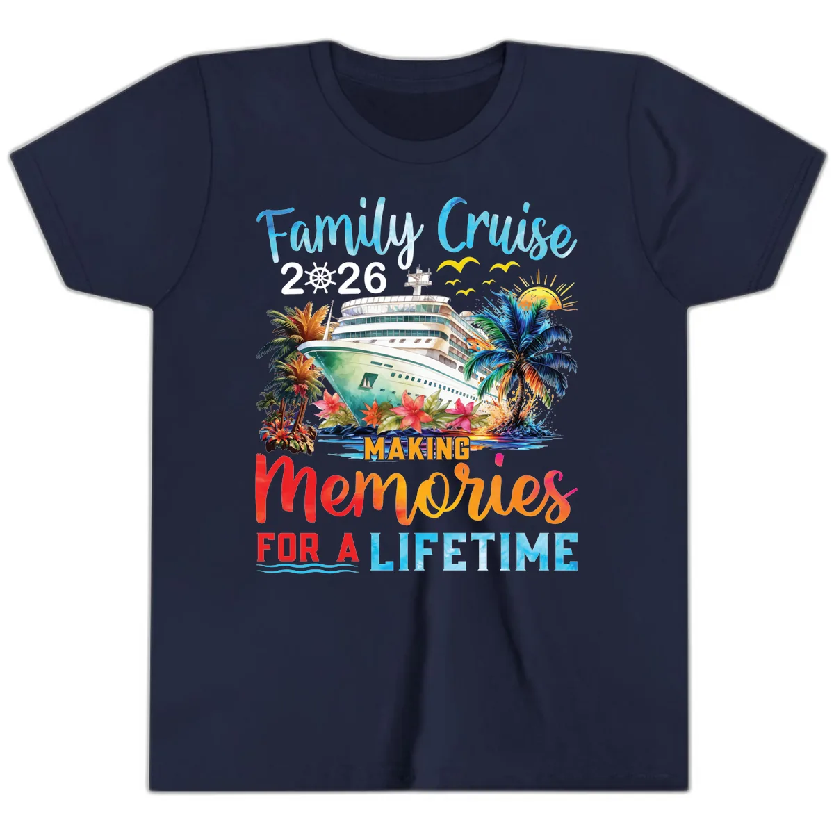 Family Cruise 2026 Making Memories for a Lifetime Youth T-Shirt in Navy