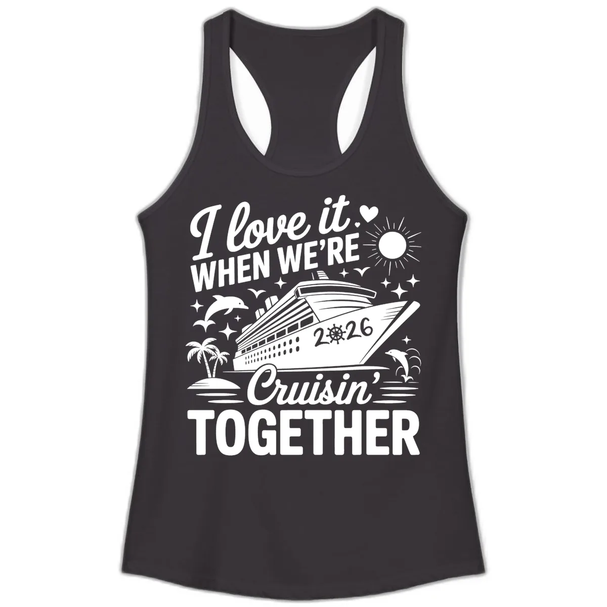 Family Love Cruisin' Together 2026 Vacation Ladies Tank in Black