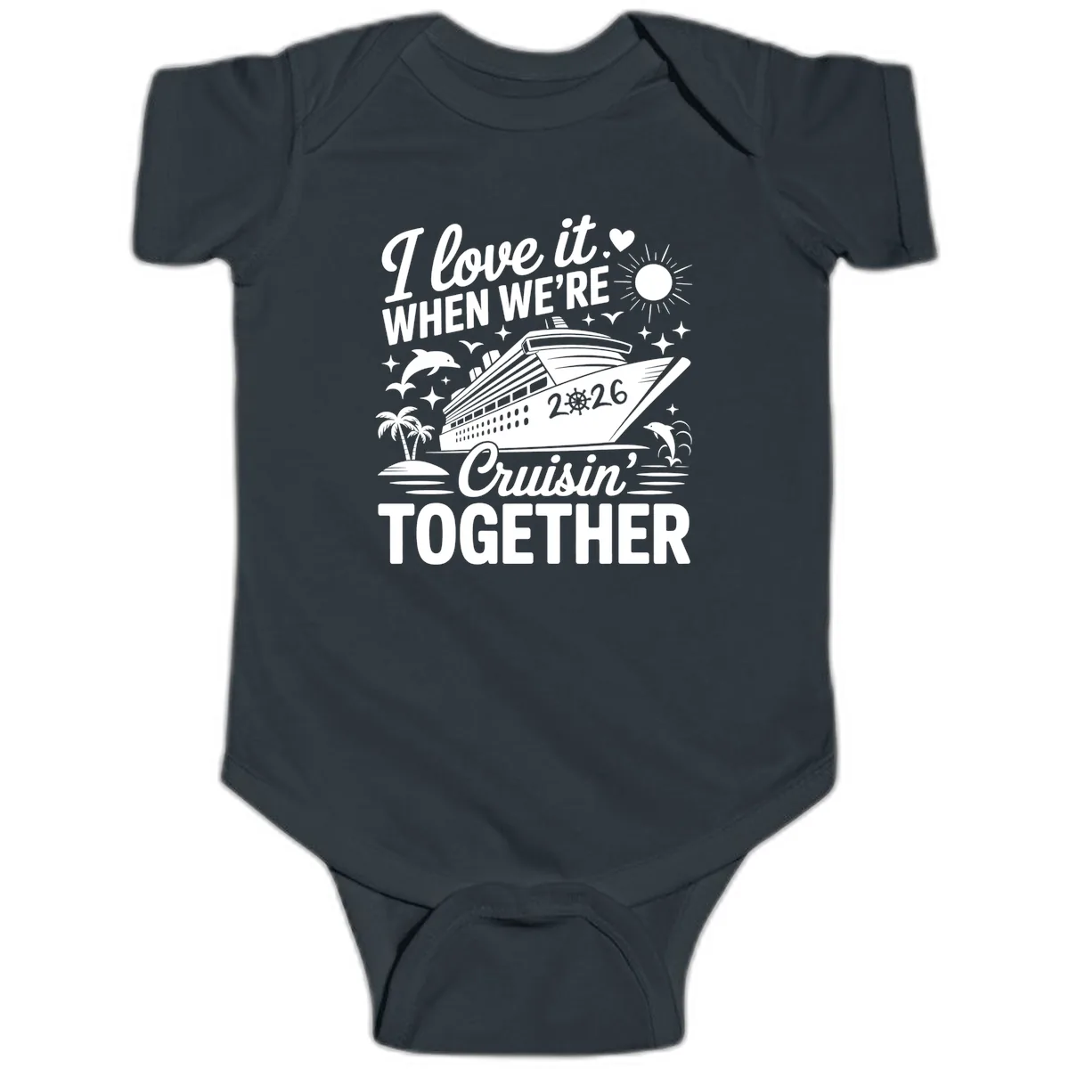 Family Love Cruisin' Together 2026 Vacation Baby Onesie in Black