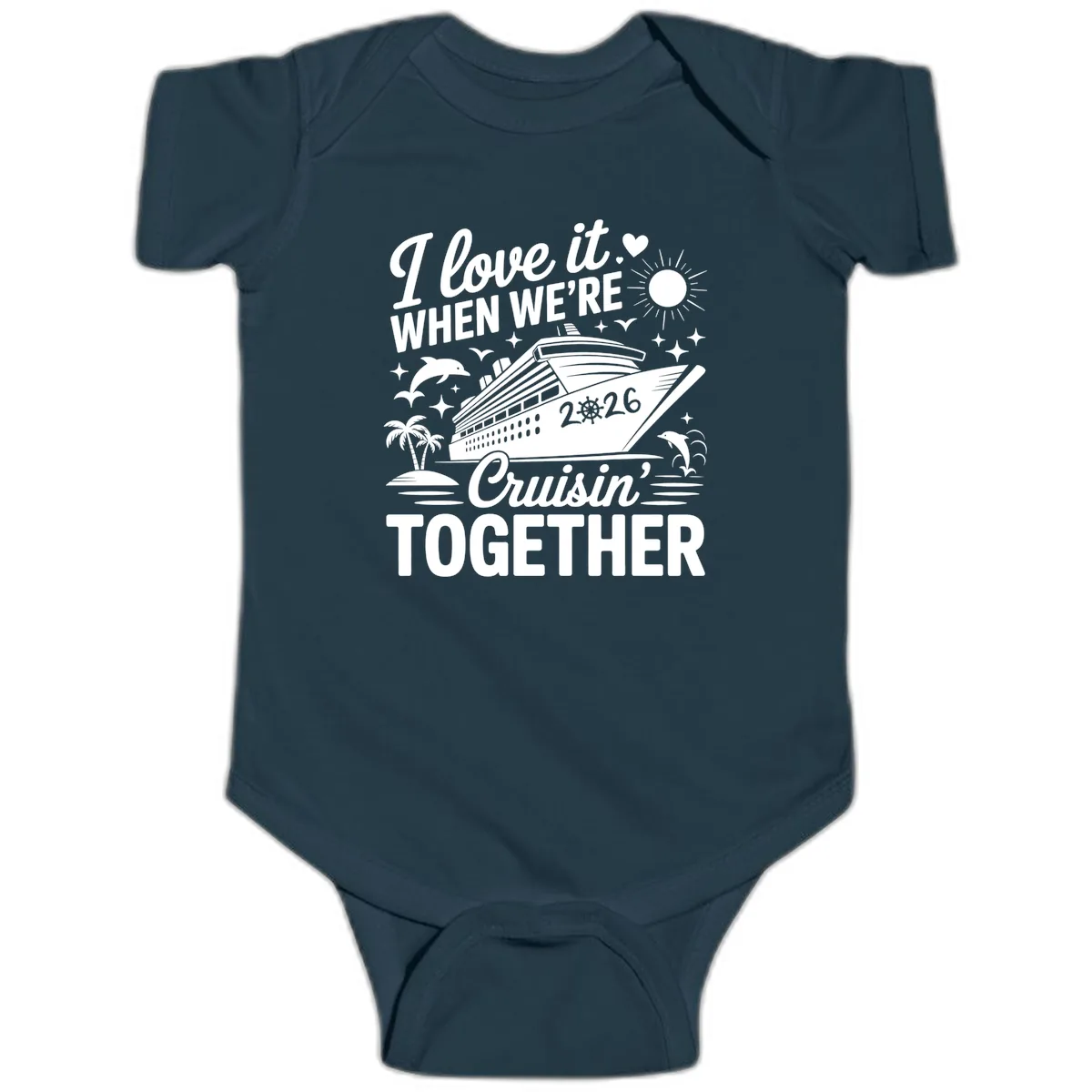 Family Love Cruisin' Together 2026 Vacation Baby Onesie in Navy