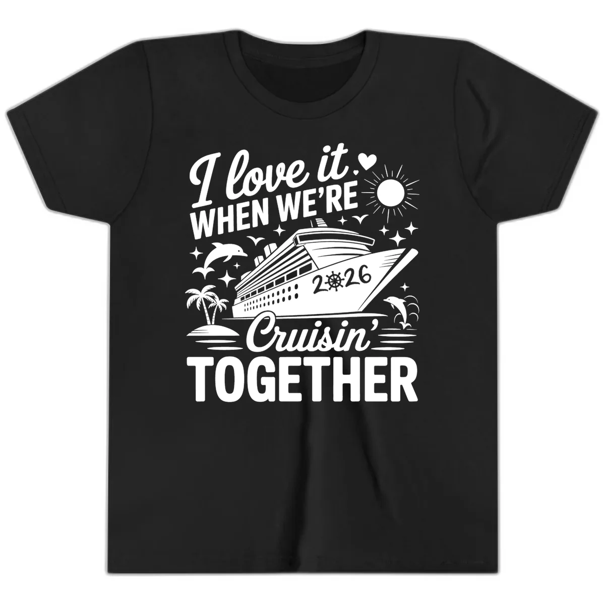 Family Love Cruisin' Together 2026 Vacation Youth T-Shirt in Black