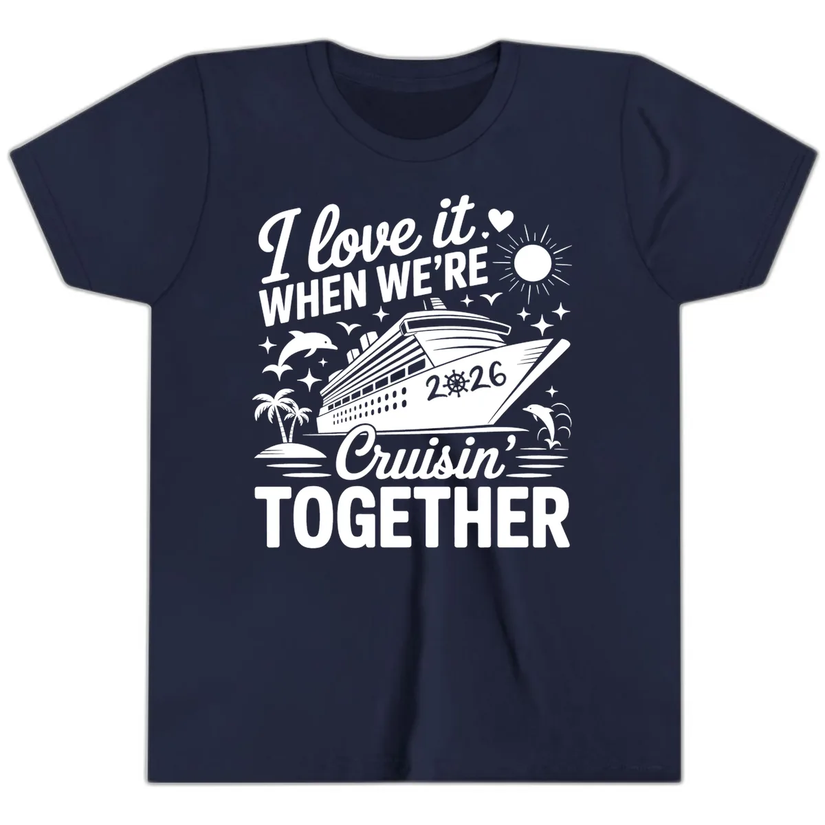 Family Love Cruisin' Together 2026 Vacation Youth T-Shirt in Navy