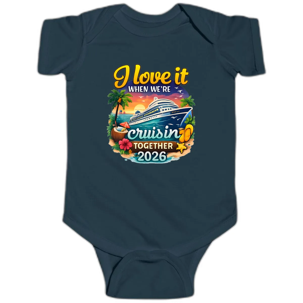 I Love It When We're Cruising Together 2026 Baby Onesie in Navy