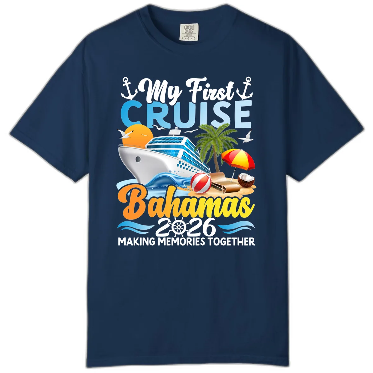 My First Cruise Bahamas 2026 Family Vacation Comfort Color in Navy
