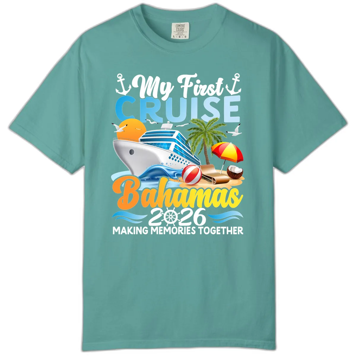 My First Cruise Bahamas 2026 Family Vacation Comfort Color in Seafoam