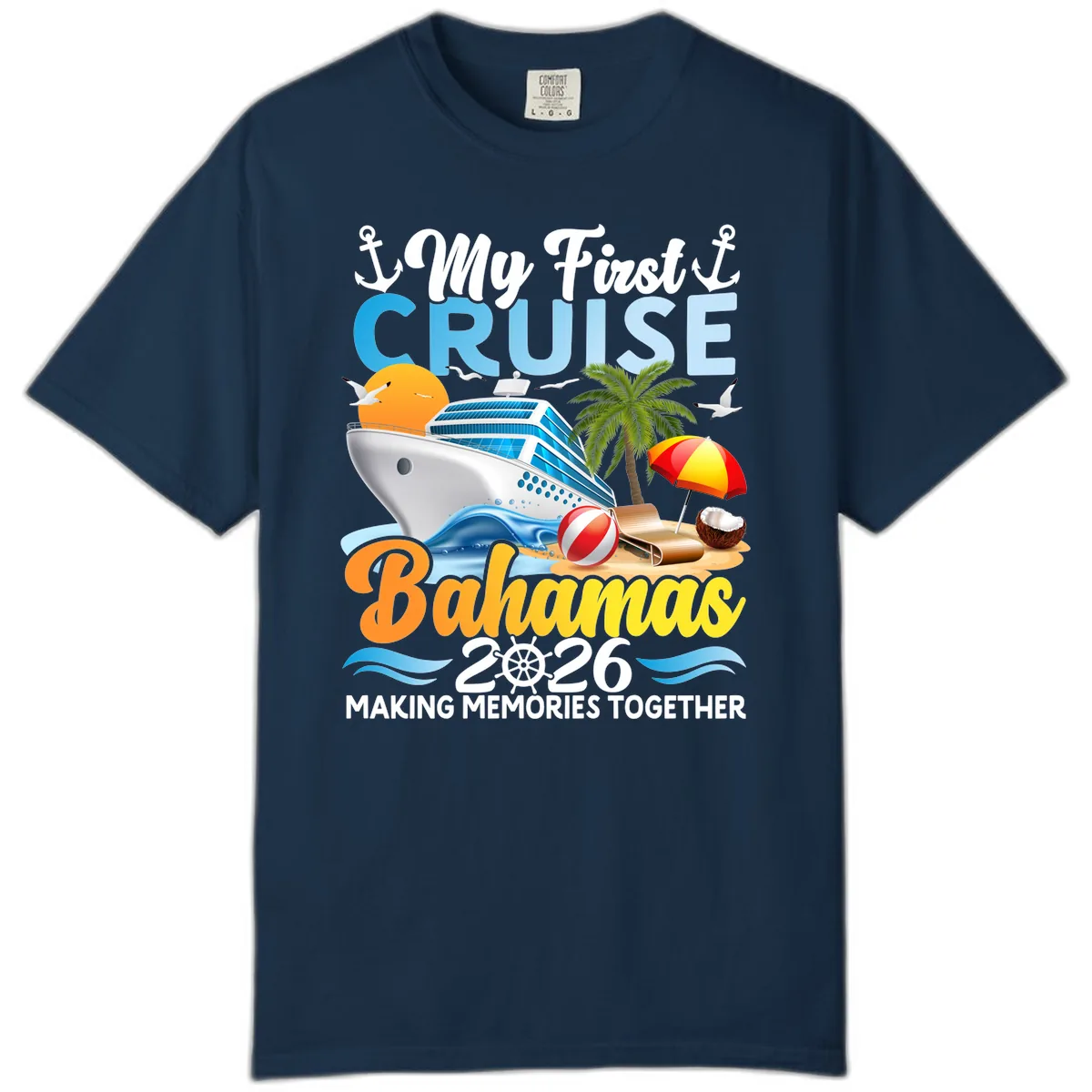 My First Cruise Bahamas 2026 Family Vacation Comfort Color in True Navy
