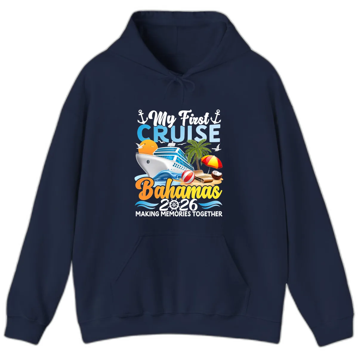 My First Cruise Bahamas 2026 Family Vacation Hoodie in Navy