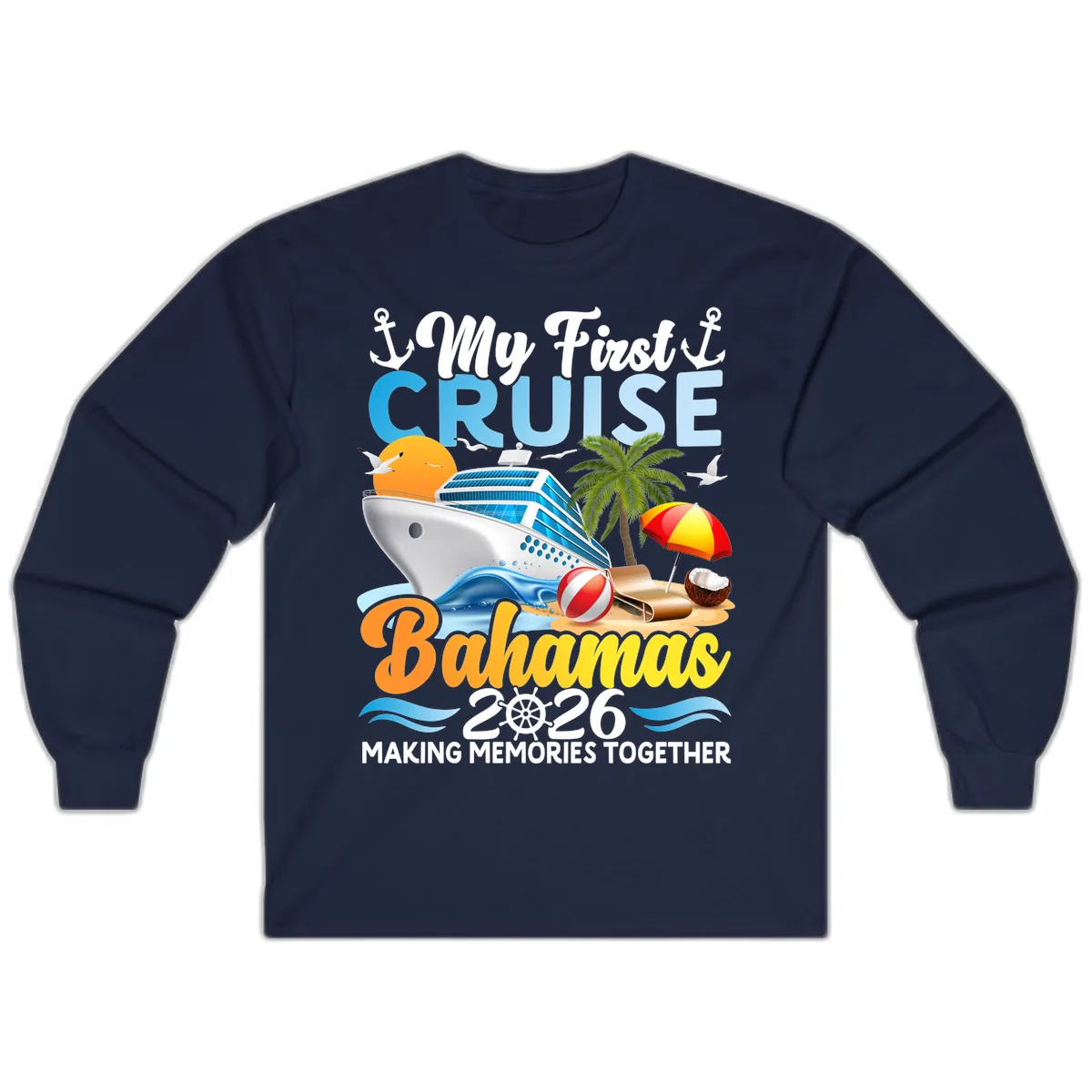 My First Cruise Bahamas 2026 Family Vacation Long Sleeve in Navy