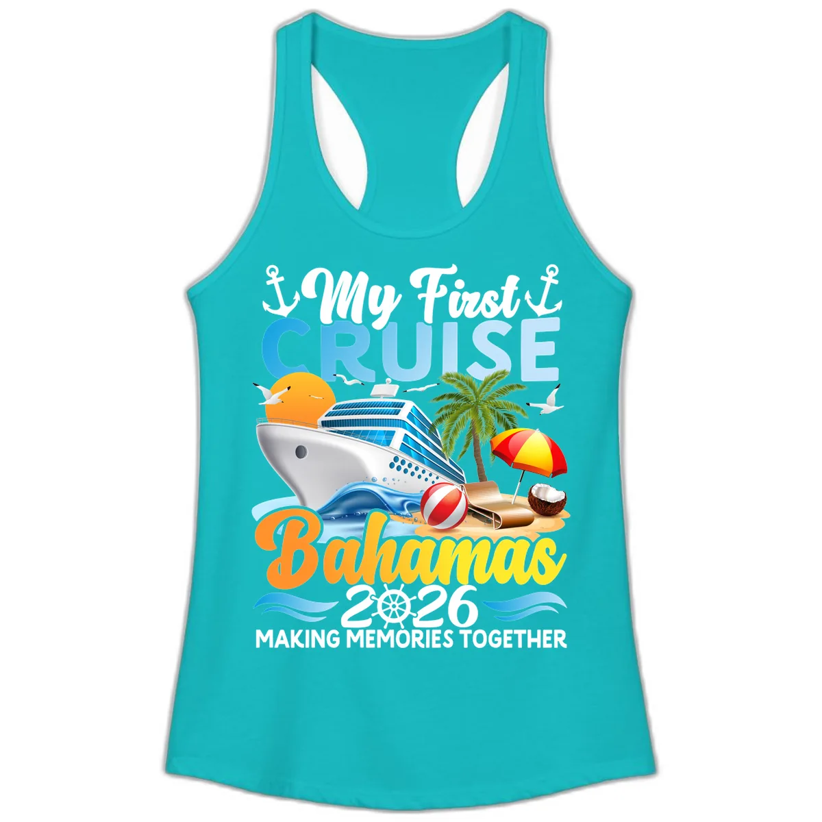My First Cruise Bahamas 2026 Family Vacation Ladies Tank in Tahiti Blue