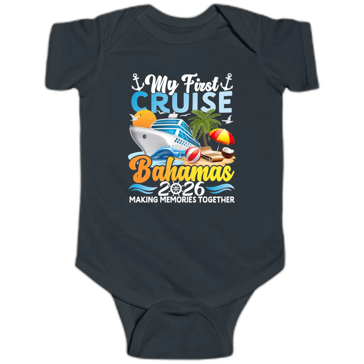 My First Cruise Bahamas 2026 Family Vacation Baby Onesie in Black