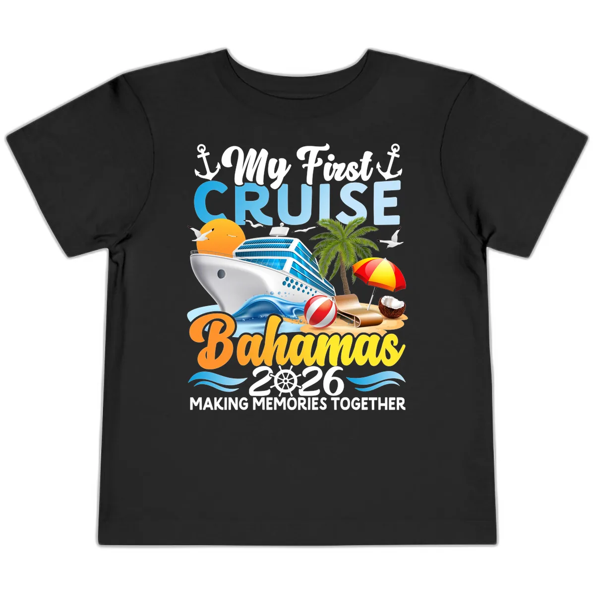 My First Cruise Bahamas 2026 Family Vacation Toddler T-Shirt in Black