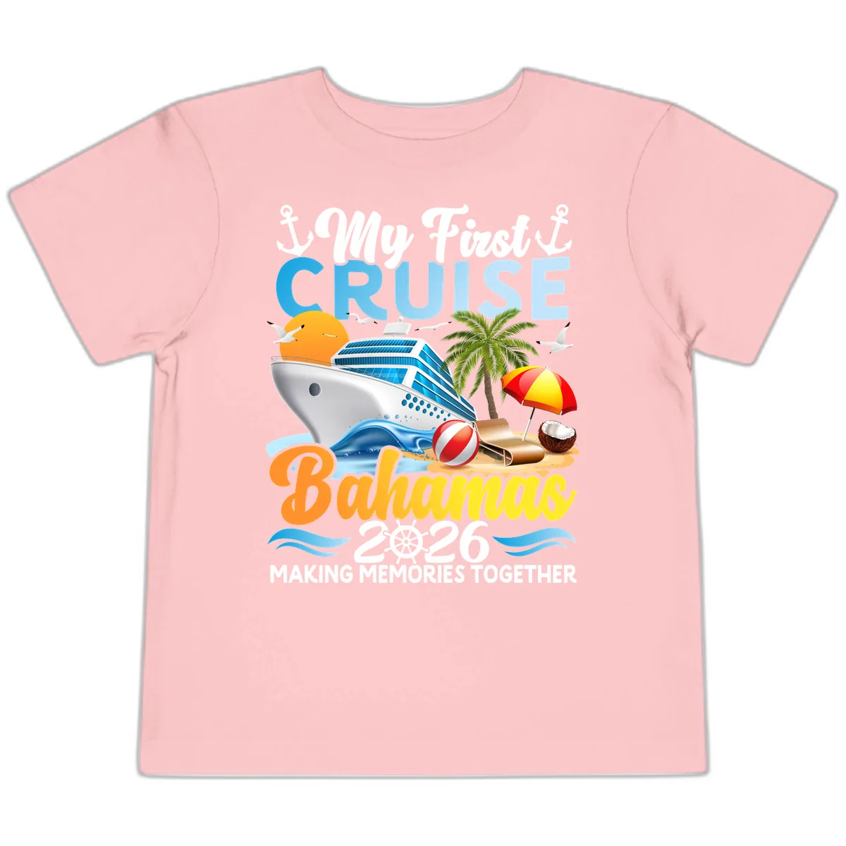 My First Cruise Bahamas 2026 Family Vacation Toddler T-Shirt in Pink