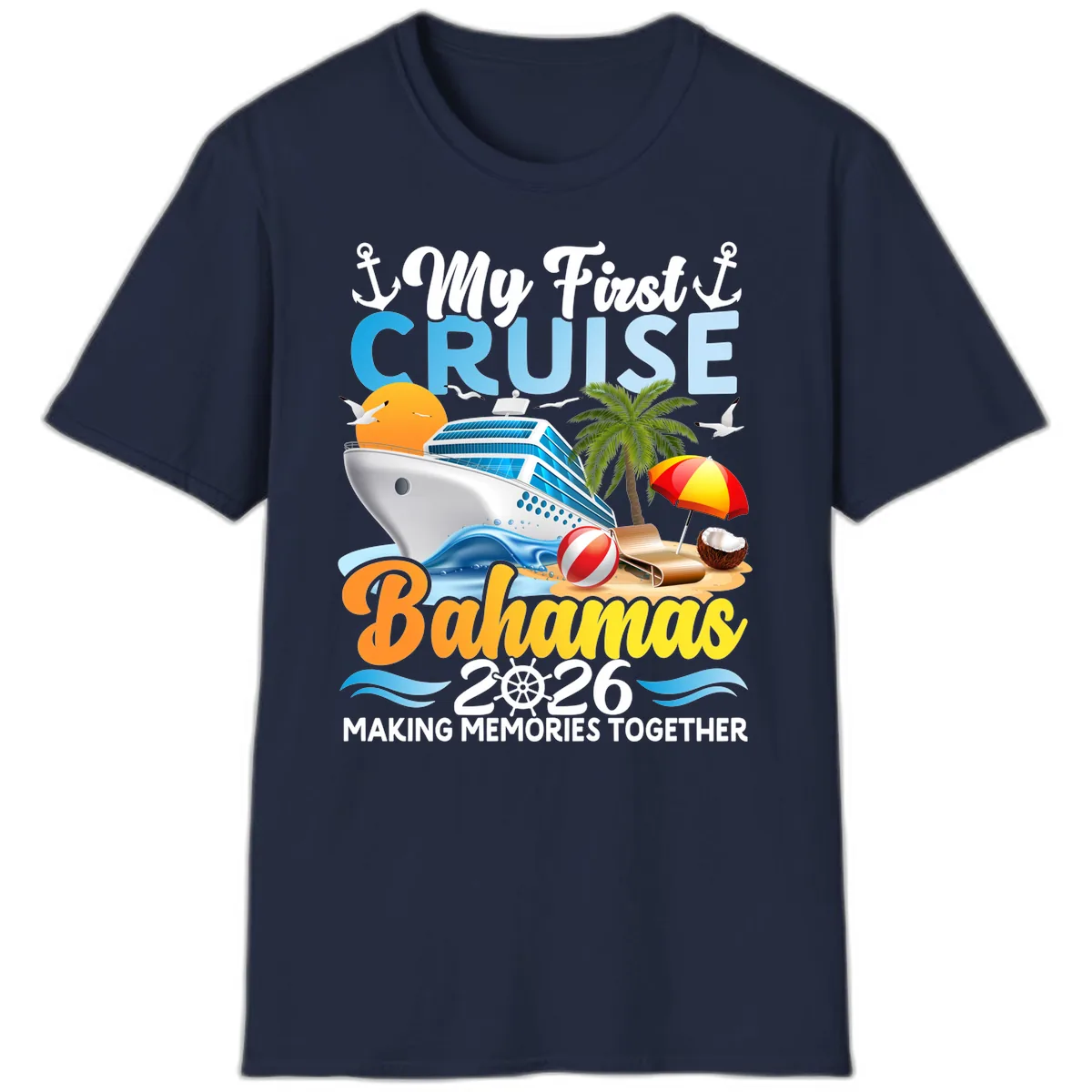 My First Cruise Bahamas 2026 Family Vacation T-Shirt in Navy