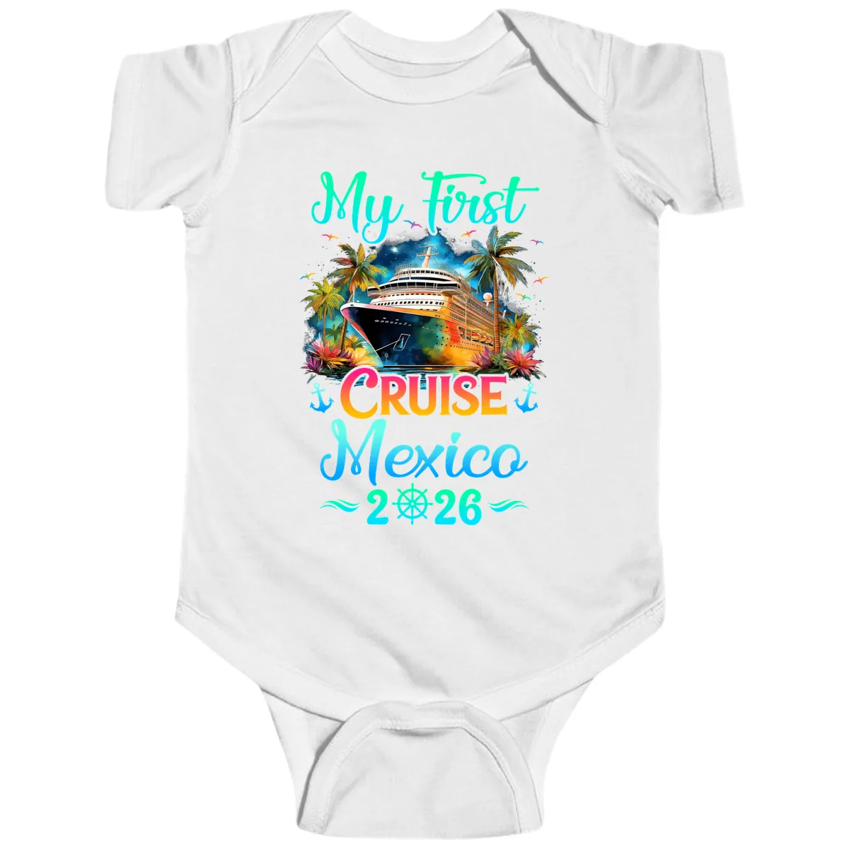 My First Mexico Cruise 2026 Tropical Vacation Baby Onesie in White